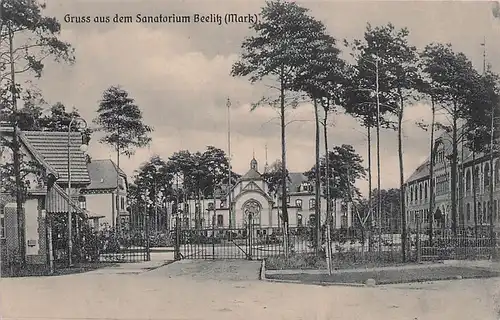 alte orig. AK Beelitz i. Mark Eingang Sanatorium Vorkrieg