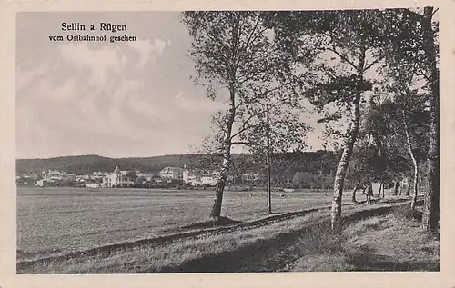 alte orig. AK Sellin a. Rügen Ost- Bahnhof Blick zum Ort 1920 Vorkrieg
