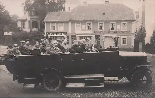 alte orig. AK Blankenburg Harz Autobus Oldtimer am Schuhwarenhaus Wilhelm Scharbius 1925 Vorkrieg