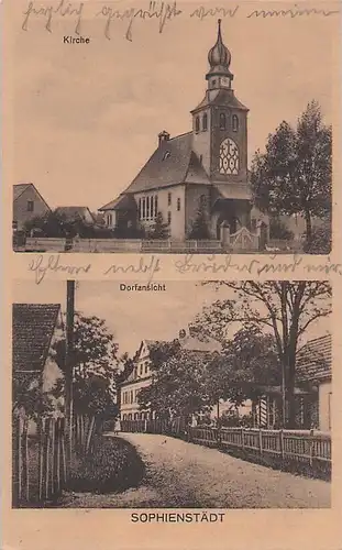 alte orig. AK Sophienstädt b Marienwerder Finowfurt Häuser Kirche 1928 Vorkrieg