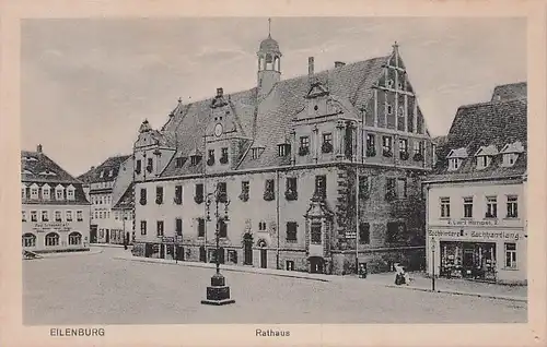 alte orig. AK Eilenburg b Leipzig Rathaus u. Buchhandlung 1916 Vorkrieg
