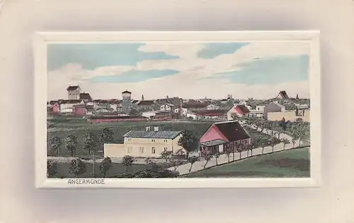 alte orig. AK Angermünde b Joachimsthal Schwedt Strasse m. Häusern Vorkrieg