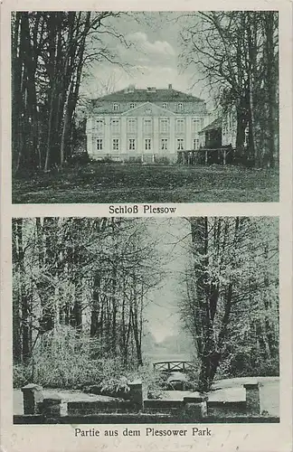 alte orig. AK Plessow b Werder Havel Plötzin Glindow Potsdam Schloss Plessow u. Park 1927 Vorkrieg