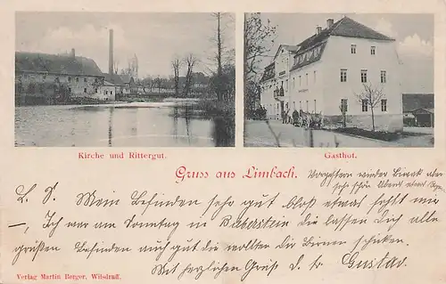 alte orig. AK Limbach Wilsdruff Rittergut Gasthof 1900 Vorkrieg