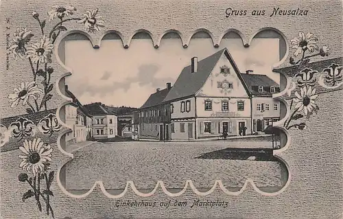alte orig. AK Neusalza b Spremberg Marktplatz 1908 Vorkrieg
