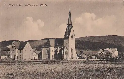 alte orig. AK Halle i. Westfalen Katholische Kirche 1917 Vorkrieg