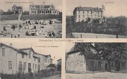 alte orig. AK Kellenhusen i. Holstein Seestern Schulhaus Häuser Wildfang und Petersen 1919 Vorkrieg