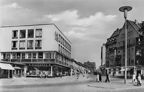 alte orig. AK Bielefeld Reisebüro Bahnhofstrasse 1954