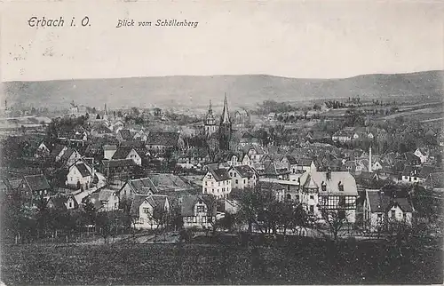alte orig. AK Erbach Odenwald b Oberzent Michelstadt Ansicht Stadtrand 1909 Vorkrieg