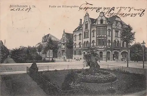 alte orig. AK Mühlhausen i. Thüringen Partie am Kiliansgraben 1909 Vorkrieg