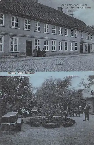 alte orig. AK Mirow b Neustrelitz Rheinsberg Gasthof Otto Schröder Gartenlokal 1916 Vorkrieg