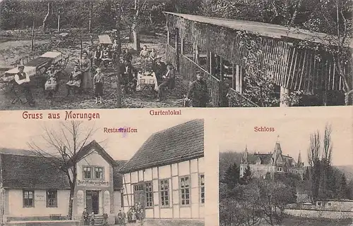 alte orig. AK Morungen b Sangerhausen Lengefeld Gasthaus Gartenlokal Schloss 1911 Vorkrieg