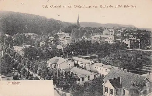 alte orig. AK Misdroy i. Pommern Lindenstrasse vom Dache des Belvedere Häuser ca. 1905 Vorkrieg