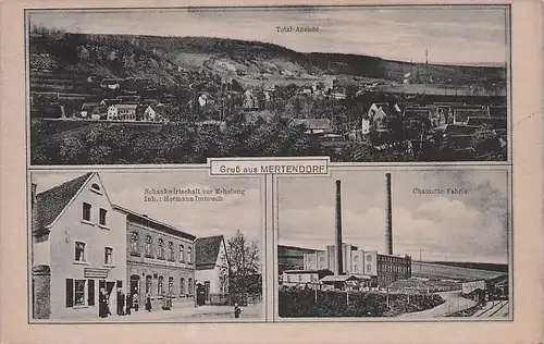 alte orig. AK Mertendorf Naumburg Saale Wethau Gasthaus Hermann Immisch Chamotte- Fabrik Vorkrieg