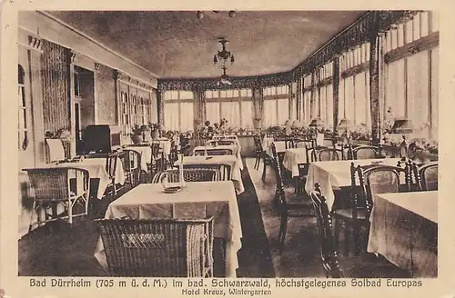 alte orig. AK Bad Dürrheim Schwarzwald Hotel Kreuz Wintergarten 1932 Vorkrieg