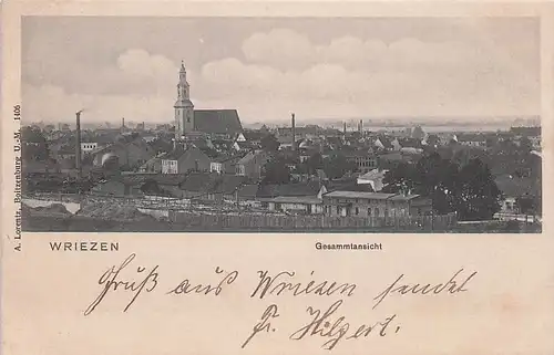 alte orig. AK Wriezen Oderbruch Totalansicht 1904 Vorkrieg