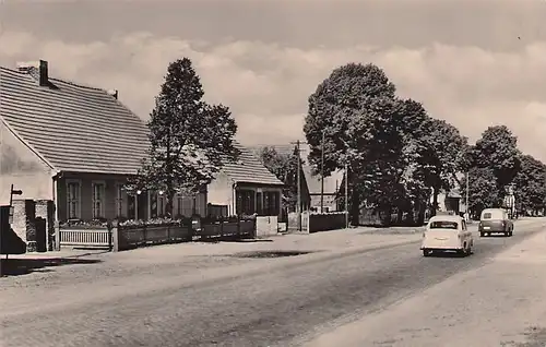 alte orig. AK Teschendorf b Oranienburg Kremmen Dorfstrasse Häuser Autos 1964