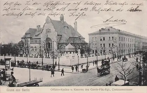 alte orig. AK Berlin Mitte Wedding Chausseestrasse Kasino Kaserne Garderegiment 1914 Vorkrieg