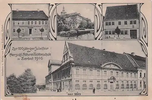 alte orig. AK Zerbst i. Anhalt b Bitterfeld Landwirtschaftliche Schule Herzogliche Höhere Töchterschule 1906 Vorkrieg