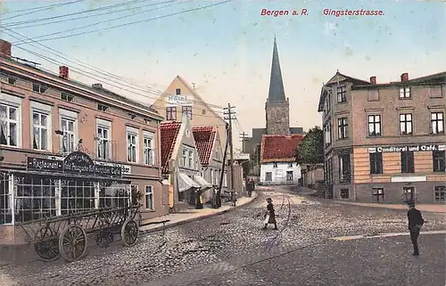 alte orig. AK Bergen a. Rügen Gingsterstrasse 1918 Vorkrieg