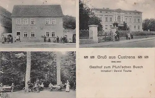 alte orig. AK Custrena Kustrena b Beesenlaublingen Könnern Beesedau Gasthof Posthilfsstelle Schloss 1917 Vorkrieg