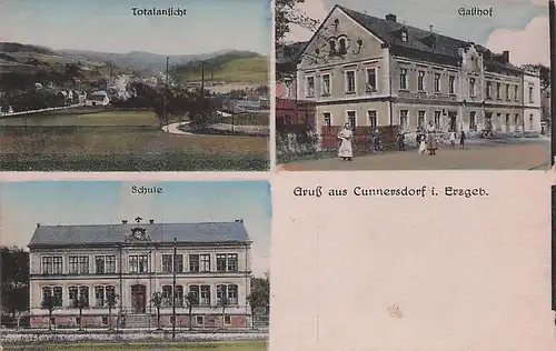 alte orig. AK Cunnersdorf i. Erzgebirge Gasthof Schule Vorkrieg