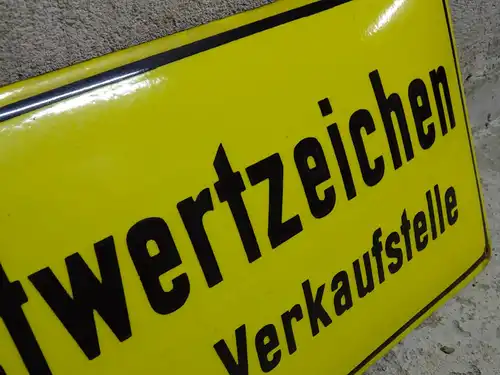 altes orig. Emailleschild Postwertzeichen Post Verkauf Briefmarken Postamt Emailschild Reklame