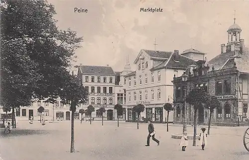 alte orig. AK Peine Marktplatz Sparkasse 1910 Vorkrieg