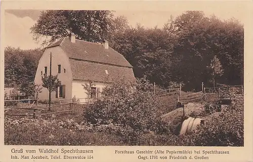 alte orig. AK Spechthausen Eberswalde Waldhof Forsthaus Papiermühle Vorkrieg