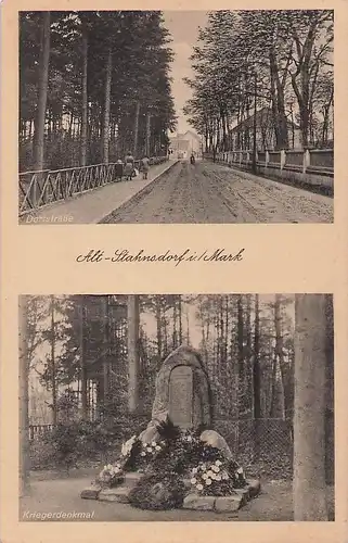 alte orig. AK Stahnsdorf Mark b Kleinmachnow Teltow Kriegerdenkmal Dorfstrasse 1938 Vorkrieg