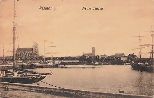 alte orig. AK Wismar Neuer Hafen 1915 Vorkrieg