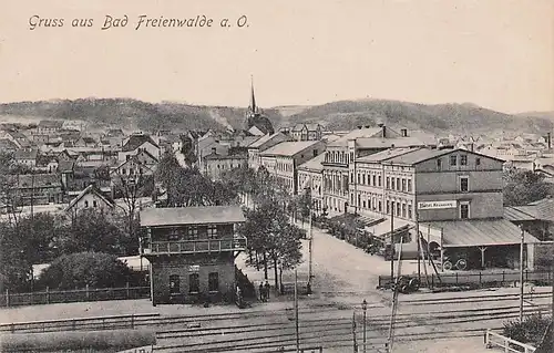 alte orig. AK Bad Freienwalde Oderbruch b Bralitz Hohensaaten Bahnübergang Eisenbahn Gleise Vorkrieg