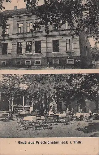 alte orig. AK Friedrichstanneck Thüringen b Eisenberg Saasa Gasthaus Biergarten 1925 Vorkrieg