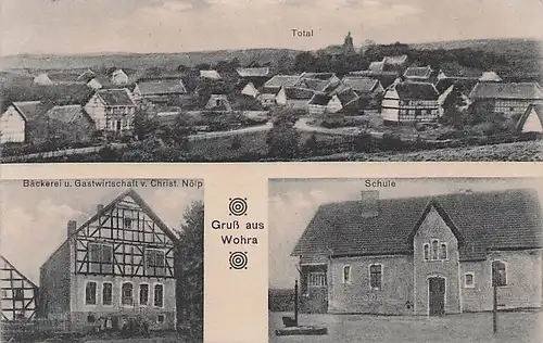 alte orig. AK Wohra Wohratal b Rosenthal Marburg Giessen Bäckerei Nölp Schule Gasthof 1918 Vorkrieg