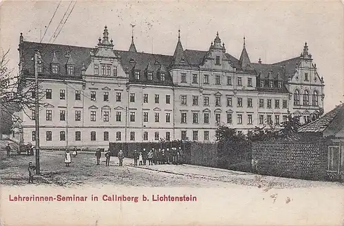 alte orig. AK Lichtenstein Callnberg b Oelsnitz Bernsdorf Mülsen Sachsen Kinder am Lehrerinnen- Seminar 1911 Vorkrieg