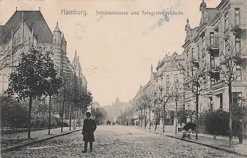 alte orig. AK Hamburg Schlüterstrasse Wohnhäuser Vorkrieg