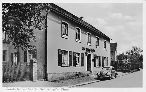alte orig. AK Becheln b Bad Ems Nassau Gasthaus zur guten Quelle Auto 1956