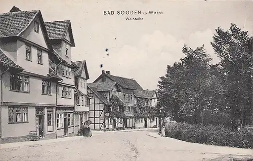 alte orig. AK Bad Sooden Allendorf a. Werra b Eschwege Wohnhäuser Weinreihe Strasse 1909 Vorkrieg
