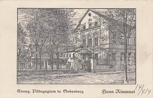 alte orig. AK Godesberg b Bonn Pädagogium Schule Haus Alumnat Künstler AK M. Schiele 1914 Vorkrieg