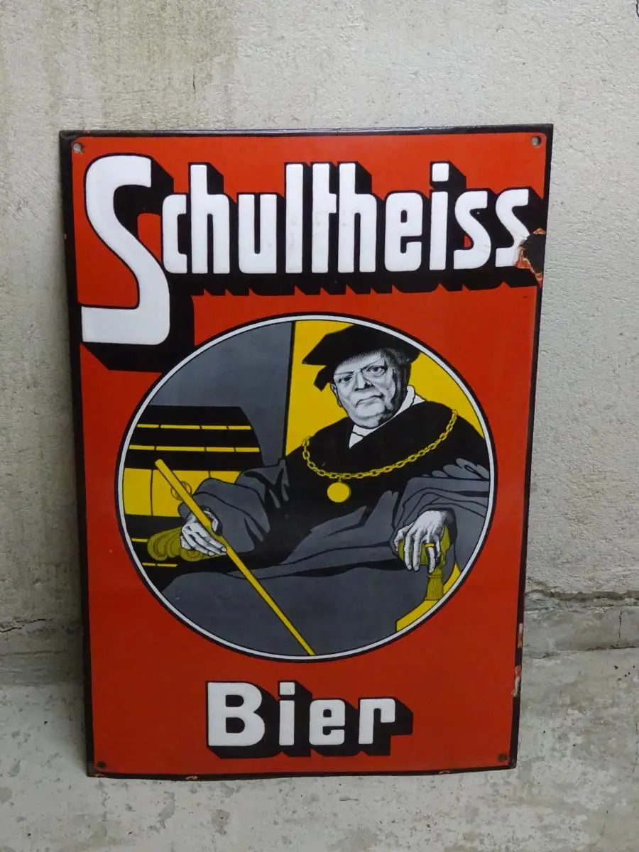 Altes garantiert originlesl emailleschild shops 65x50cm bierwerbung