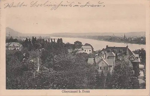 alte orig. AK Obercassel b Bonn Beuel Oberkassel Dachpanorama Häuser 1924 Vorkrieg