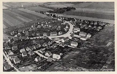 alte orig. AK Magdeburg Hopfengarten Luftbild Fliegeraufnahme Vorkrieg