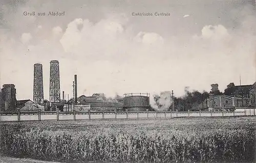alte orig. AK Alsdorf b Aachen Baesweiler Eschweiler Würselen Elektrische Centrale E-Werk Strom Kohle Bergbau Kraftwerk 1919 Vorkrieg
