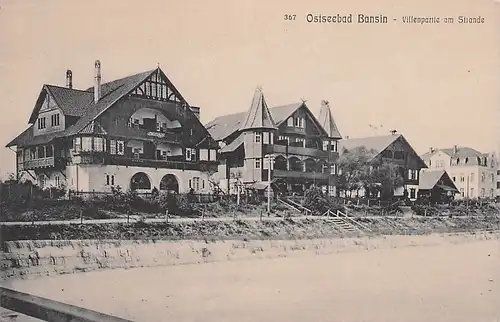 alte orig. AK Seebad Bansin b Heringsdorf Ahlbeck Villenpartie am Strande Vorkrieg