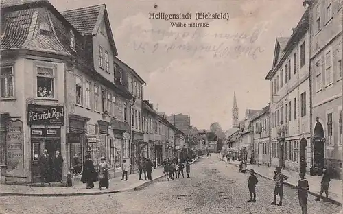 alte orig. AK Heiligenstadt Eichsfeld Thüringen Wilhelmstrasse Laden Heinrich Rust 1920 Vorkrieg
