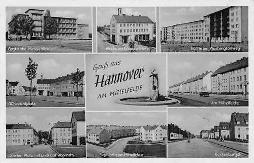 alte orig. AK Hannover Mittelfelde Rübezahlplatz Ahornstrasse Garkenburgstrasse 1962