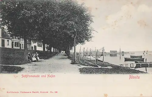 alte orig. AK Ribnitz b Damgarten Graal Müritz Hafen Promenade ca. 1905 Vorkrieg