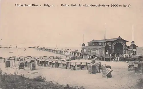 alte orig. AK Binz a. Rügen Prinz Heinrich Landungsbrücke Verlag Wollstein Vorkrieg