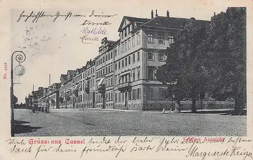 alte orig. AK Cassel Kassel Strasse Schöne Aussicht Häuser 1901 Vorkrieg