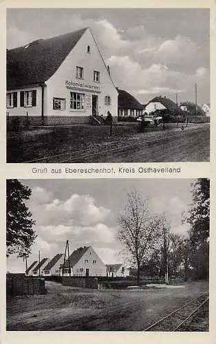 alte orig. AK Ebereschenhof Osthavelland Nauen Börnicke Kolonialwaren Laden Geschäft Häuser Vorkrieg